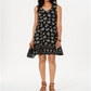Style & Co Women's Floral Print Crisscross Dress Black Size Petite M