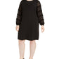 Alfani Women's Plus Size Embellished-Sleeve Shift Dress Black Size 1X