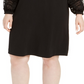 Alfani Women's Plus Size Embellished-Sleeve Shift Dress Black Size 1X