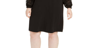 Alfani Women's Plus Size Embellished-Sleeve Shift Dress Black Size 1X