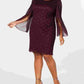 Connected Women's Plus Size Angel-Sleeve Sequined Dress Purple Size 18W