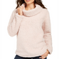 Style & Co Women's Faux Sherpa Cowlneck Sweater Light Rose Size Petite Medium