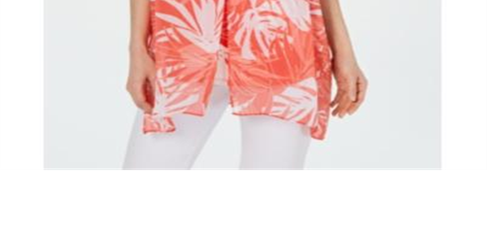Alfani Women's Layered Tunic Tank Coral Floral Size Petite XL