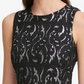 Tommy Hilfiger Women's Black Printed Sleeveless Jewel Neck Short Fit + Flare Party Dress Silver Size 14
