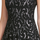 Tommy Hilfiger Women's Black Printed Sleeveless Jewel Neck Short Fit + Flare Party Dress Silver Size 14