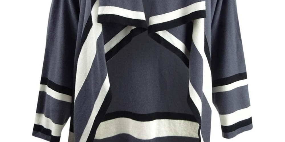 Anne Klein Women's Colorblocked Shawl-Collar Cardigan Black Size Small