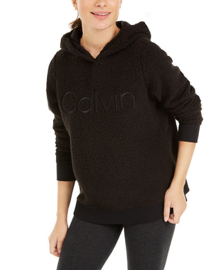 Calvin Klein Women's Performance Logo Fleece Hoodie Black Size Small