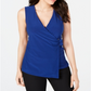 Alfani Women's Asymmetrical Wrap Top Blue Size Petite X-Large