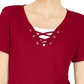 Karen Scott Women's Lace-Up Layered-Look Top  Bright Red Size Large