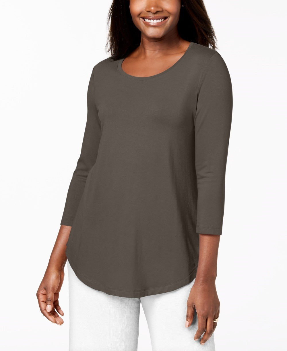 JM Collection Women's Scoop-Neck Top Gray Size X-Large
