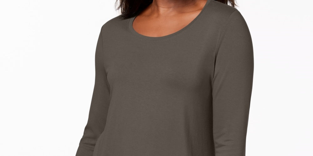 JM Collection Women's Scoop-Neck Top Gray Size X-Large