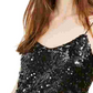 Leyden Women's Black Sequined Spaghetti Strap Scoop Neck Tank Party Top Black Size X-Small