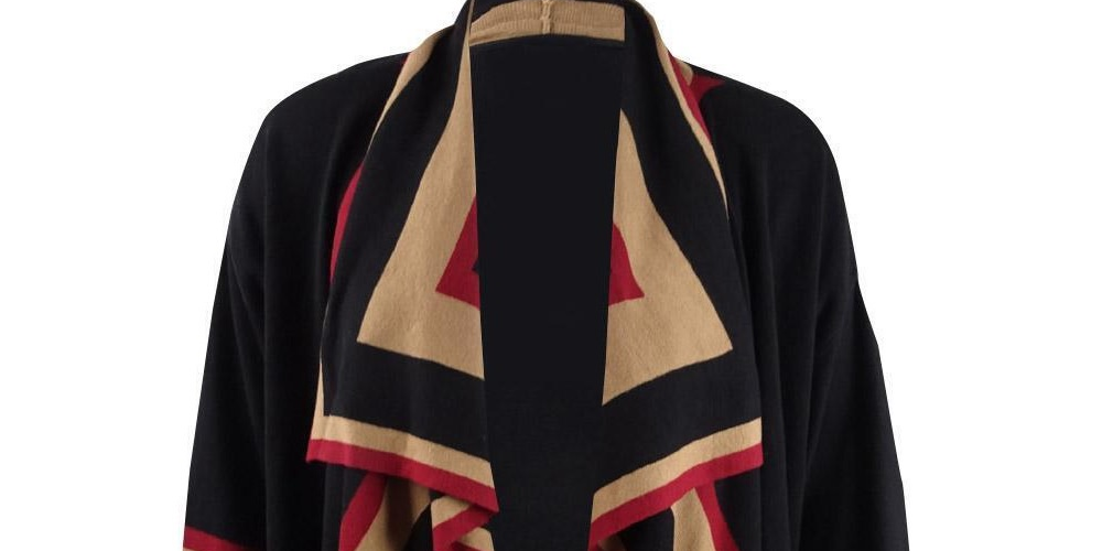 Anne Klein Women's Color Blocked Shawl-Collar Cardigan Black Size Small