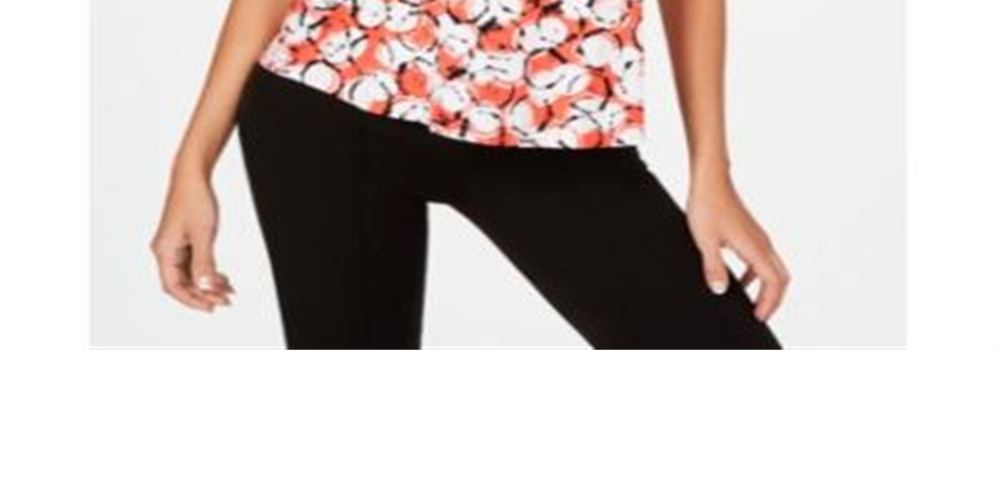 Alfani Women's Printed Round Hem T-Shirt Red Size Petite S/M