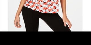 Alfani Women's Printed Round Hem T-Shirt Red Size Petite S/M