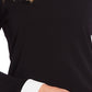 CeCe Women's Pleat Collar Long Sleeve Top Black Size Petite Medium