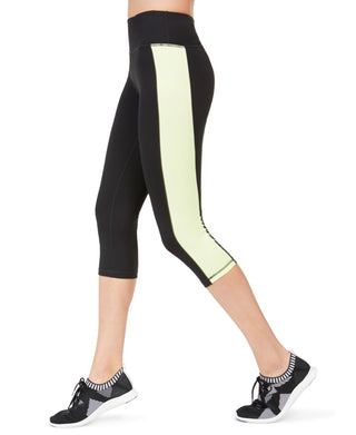 Ideology Women's Colorblocked Cropped Leggings Color Barbell Lime Black Size X-Small