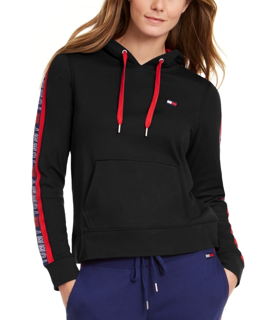 Tommy Hilfiger Women's Sport Logo Hoodie Black Size Medium
