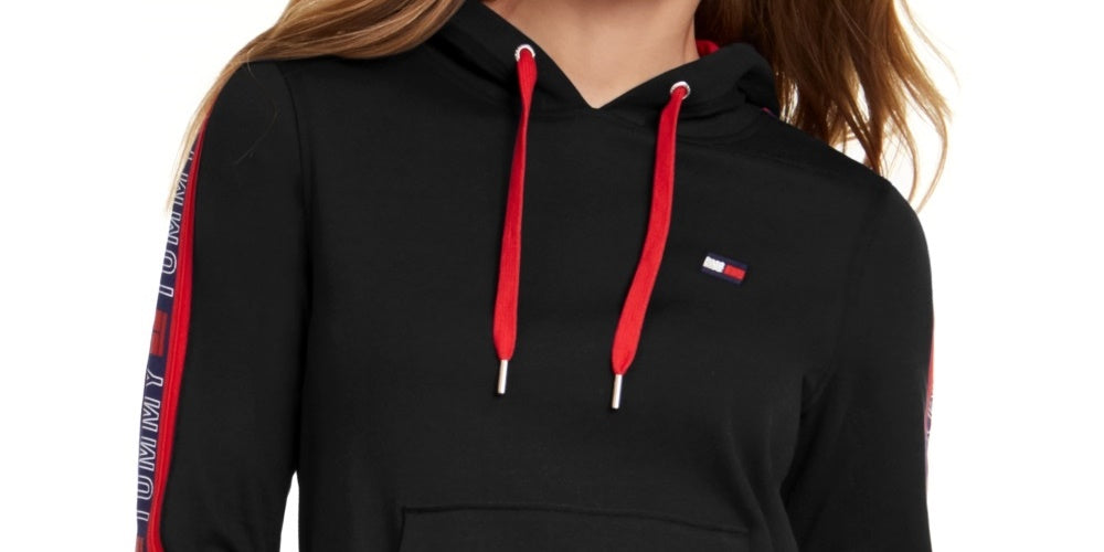 Tommy Hilfiger Women's Sport Logo Hoodie Black Size Medium