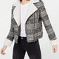 Maralyn & Me Juniors Faux-Shearling-Trim Moto Jacket Black/White/Camel Plaid Charcoal Size X-Small