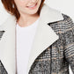 Maralyn & Me Juniors Faux-Shearling-Trim Moto Jacket Black/White/Camel Plaid Charcoal Size X-Small