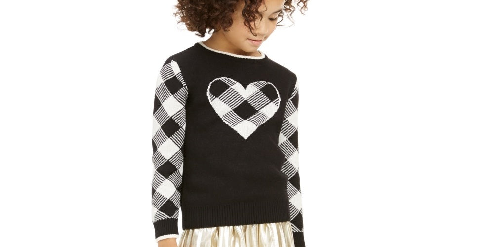 Charter Club Little Girl's Buffalo Check Family Sweater Natural Size 5