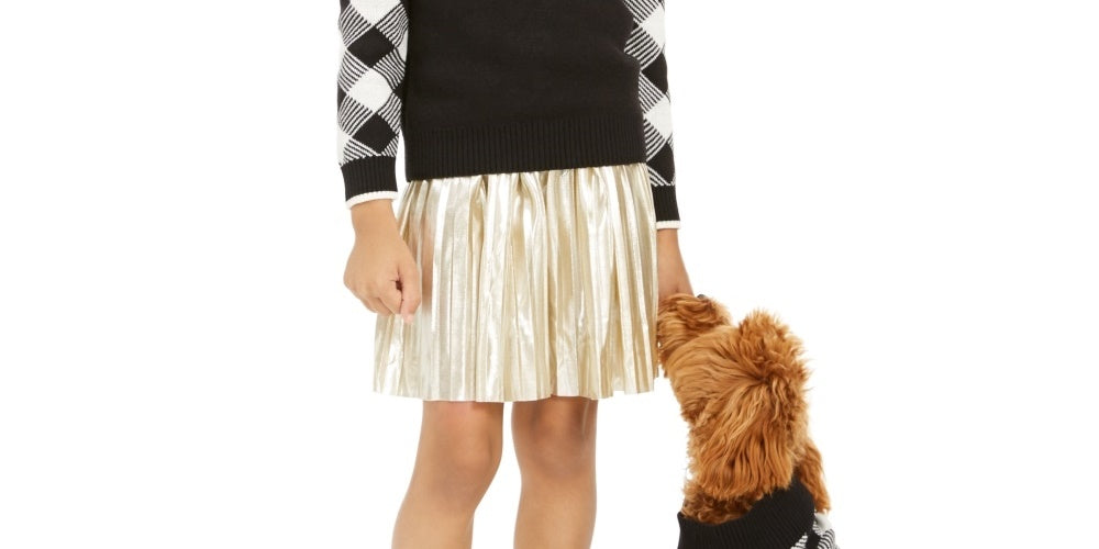 Charter Club Little Girl's Buffalo Check Family Sweater Natural Size 5