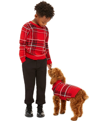Charter Club Little Boy's Plaid Family Sweater Medium Red Size 4T