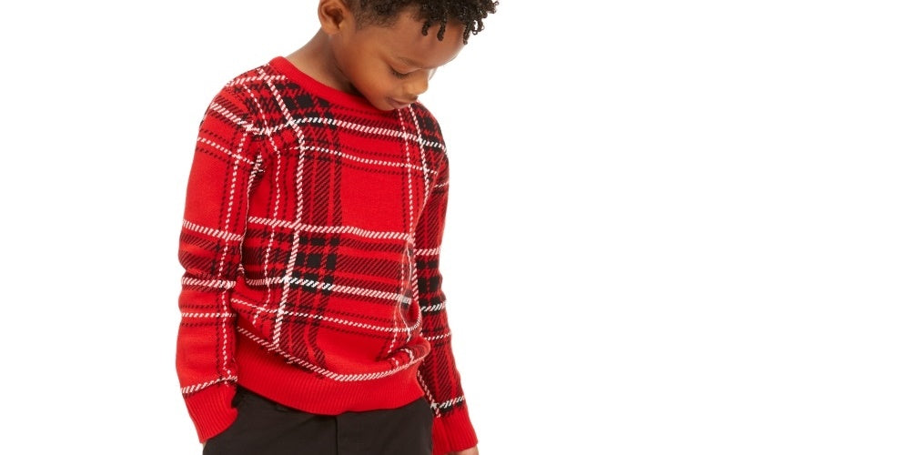 Charter Club Little Boy's Plaid Family Sweater Medium Red Size 4T
