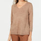 Karen Scott Women's Long Sleeve V Neck T-Shirt Top Brown Size Petite Small