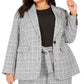 Calvin Klein Women's Gray Plaid Suit Wear To Work Jacket Silver Size 14W