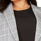 Calvin Klein Women's Gray Plaid Suit Wear To Work Jacket Silver Size 14W