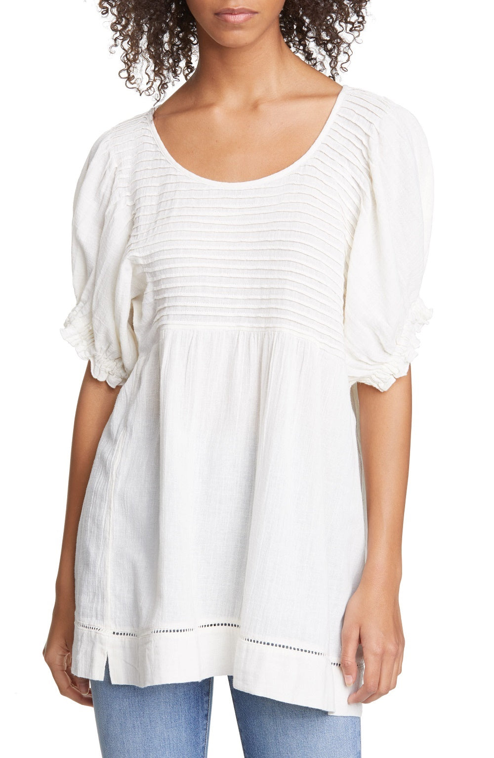 Free People Women's Elsie Tunic Top White Size Small