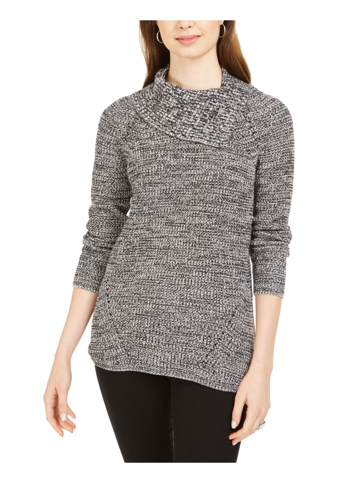 Style & Co Women's Long Sleeve Sweater Black/Grey Size PP