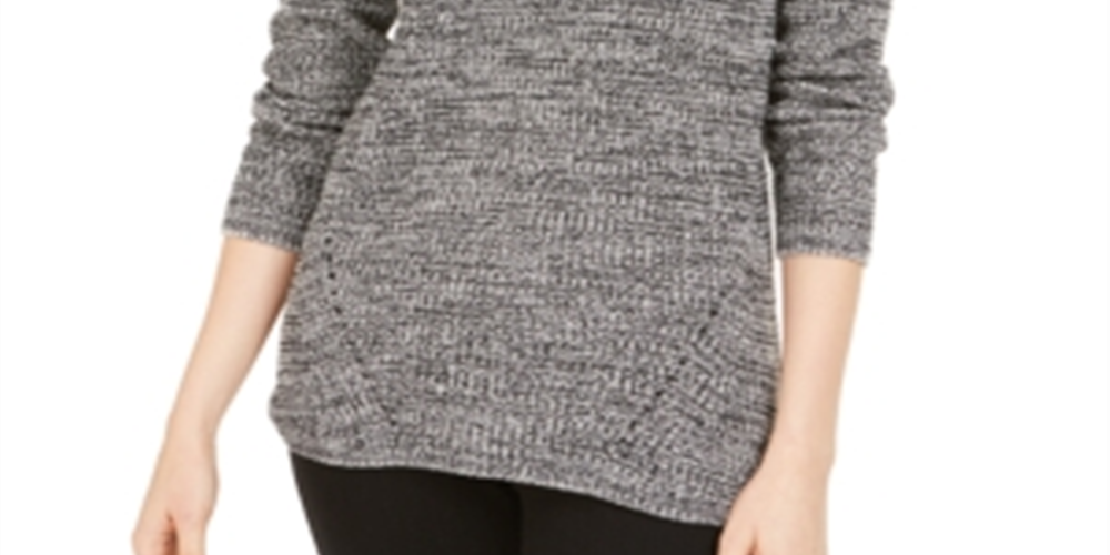 Style & Co Women's Long Sleeve Sweater Black/Grey Size PP
