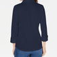 Karen Scott Women's 3/4 Sleeve Polo Shirt Blue Size Petite L