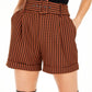 Bar III Women's Becca Tilley x Powersuit Gingham Belted Shorts Orange Size 2