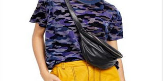 Free People Women's Teddy Animal Pint Short Sleeves T-Shirt Blue Size Large