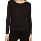 INC International Concepts Women's Tulle Peplum Top Black Size XX-Large