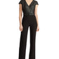 Ralph Lauren Women's Glitter Long Sleeve V Neck T-Shirt Straight Leg Wear To Work Jumpsuit Black Size 8