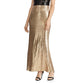 Ralph Lauren Women's Gold Sequined Color Block Sleeveless V Neck Maxi Sheath Evening Dress Gold Size 18