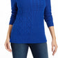Charter Club Women's Patchwork-Stitch Asymmetrical-Collar Sweater Blue Size Small
