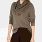 Style & Co Women's Fringe-Trim Cowlneck Sweater Green Size Small
