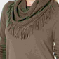 Style & Co Women's Fringe-Trim Cowlneck Sweater Green Size Small