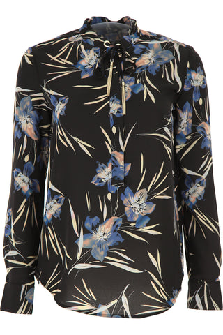 Guess Women's Marciano Floral Print Tie Top Black Size XS