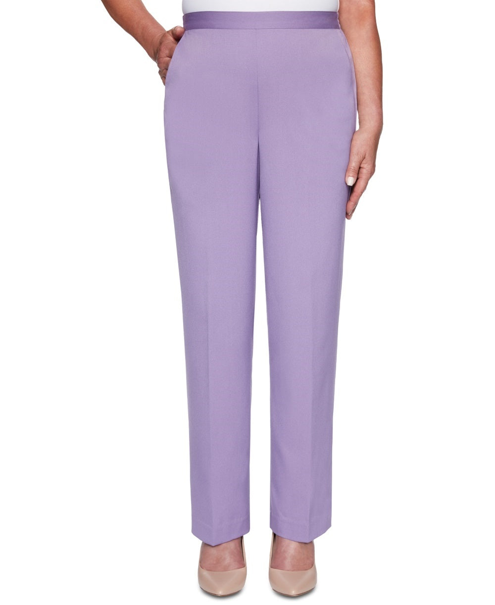Alfred Dunner Women's Petite Loire Valley Straight-Leg Pants Purple Size 22X5