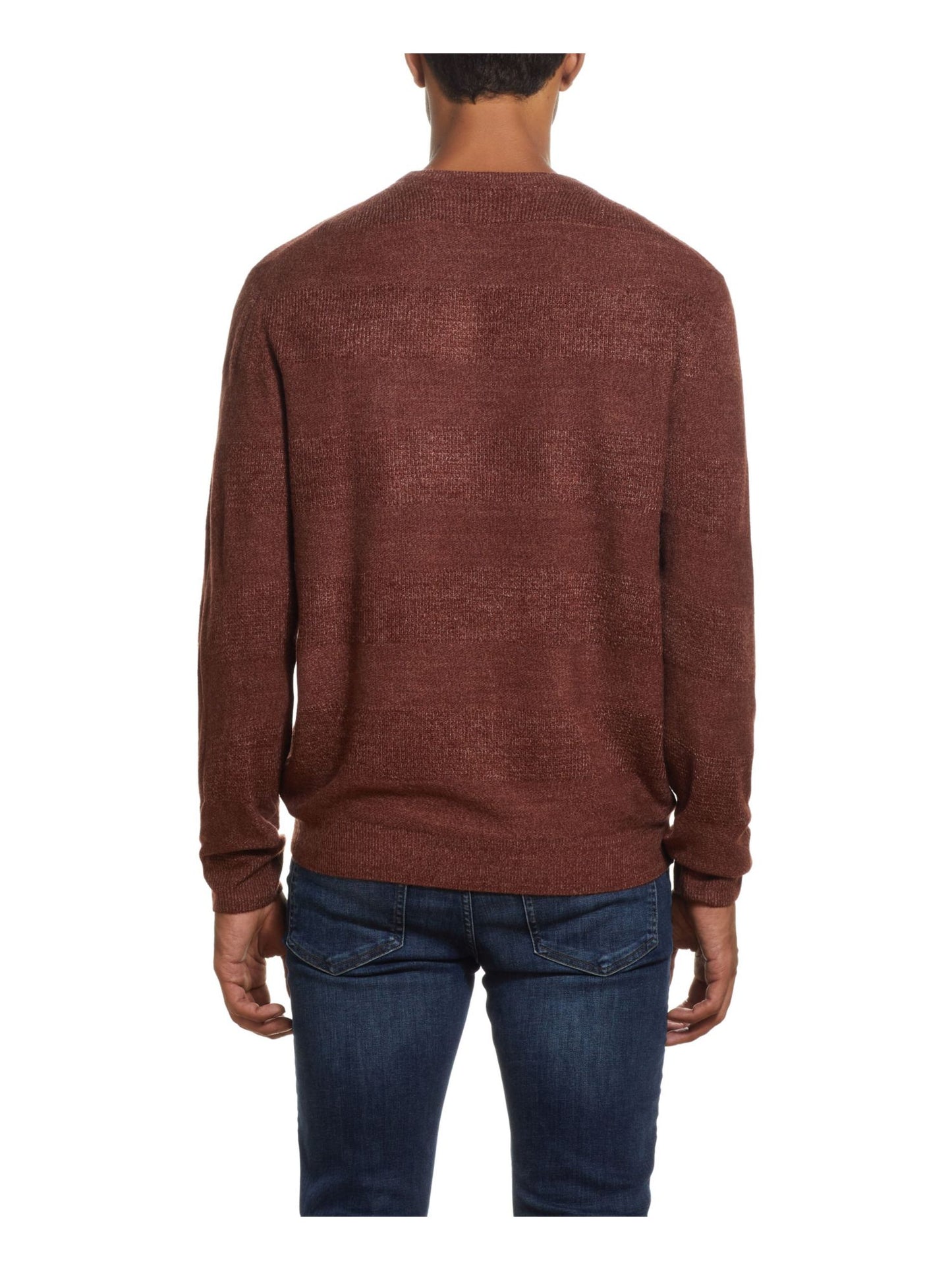 Weatherproof Vintage Men's Ribbed Trim Striped Crewneck Sweater Red Size Large