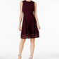 Calvin Klein Women's Illusion Trim Fit & Flare Dress Regular Purple Size 0 Petite