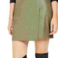 Bar III Women's Faux Leather Mini A Line Skirt Green Size XX-Small