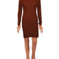 Kit & Sky Women's Cable Knit Mock Neck Sweaterdress Brown Size Small
